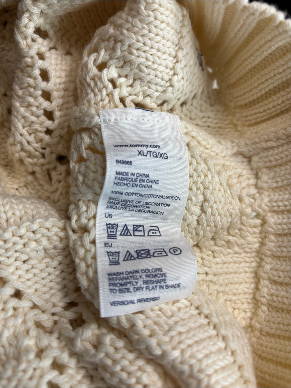 Tommy Hilfiger | Cotton Openwork Diamond Crewneck Sweater | Size XL - Picture 6 of 7